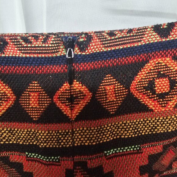 NWT Forever 21 Orange Aztec Tapestry Mini Skirt Southwestern Boho M - Picture 5 of 11